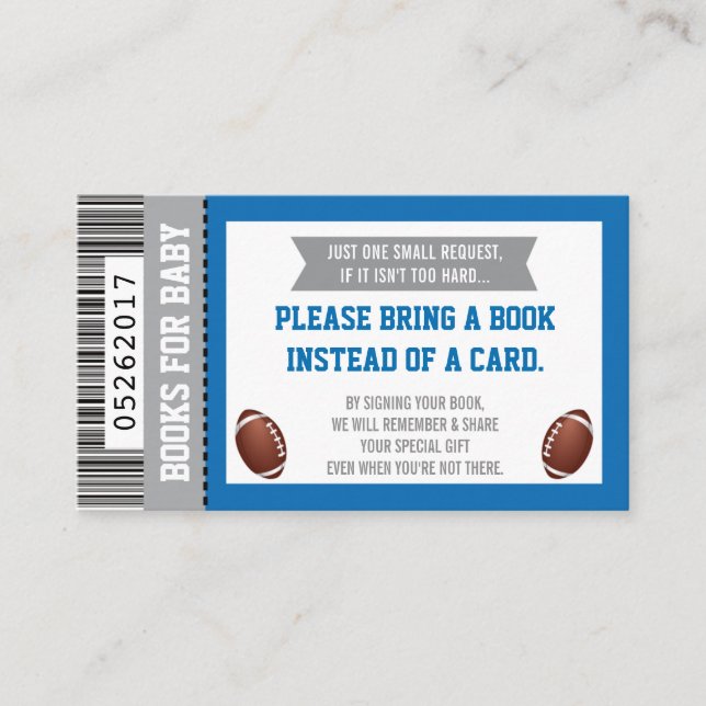Books For Baby, Sports, Football Baby Shower Enclosure Card (Front)