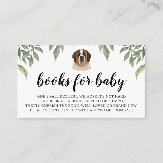 Books for Baby St. Bernard Boho Greenery Enclosure Card (Front)