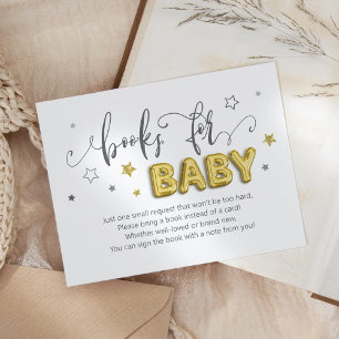 Books for Baby Stars Balloons Gender Reveal Shower Enclosure Card