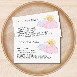 Books For Baby Sun And Clouds Girl's Baby Shower Enclosure Card