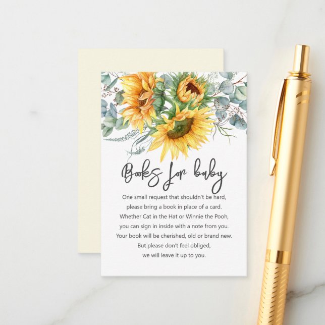 Books For Baby Sunflower Request Card (Front/Back In Situ)