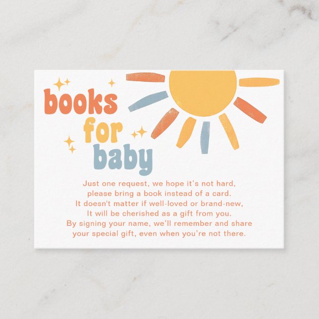 Books For Baby Sunshine Baby Shower Enclosure Card (Front)