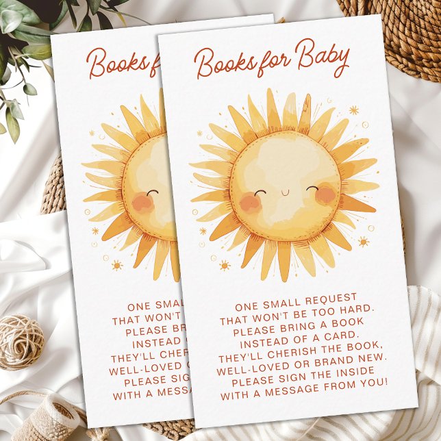 Books For Baby Sunshine Boho Cute Sun Baby Shower Enclosure Card (Creator Uploaded)