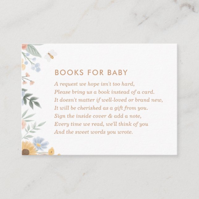 Books for Baby Sweet as can Bee Baby Shower Enclosure Card (Front)