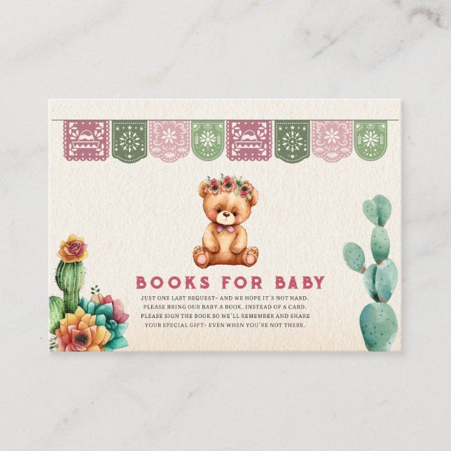 Books for Baby Taco Teddy Bear Baby Shower Fiesta Enclosure Card (Front)