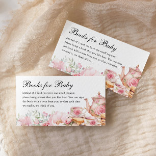 Books for Baby Tea Party Baby Shower  Enclosure Card