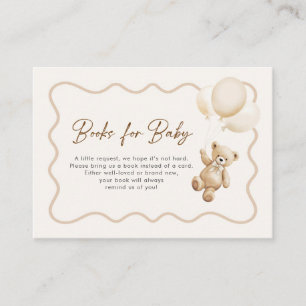 Books For Baby Teddy Bear Baby Shower Enclosure Card