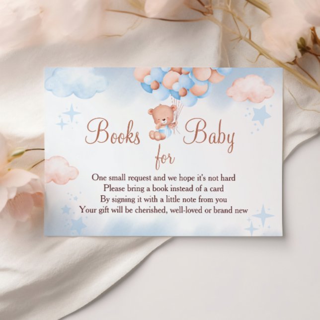 Books for Baby Teddy Bear Blue and Blush Enclosure Card (Creator Uploaded)