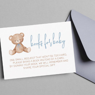 Books For Baby Teddy Bear Boy Baby Shower Enclosure Card