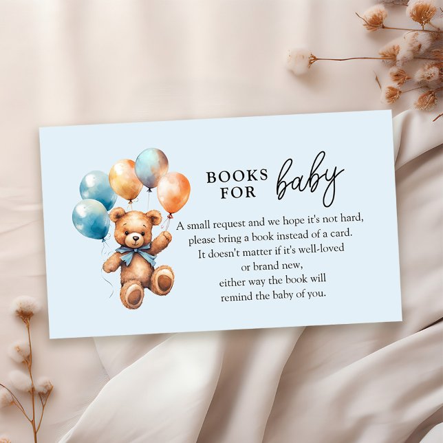 Books for Baby Teddy Bear Boy Baby Shower Enclosure Card (Creator Uploaded)