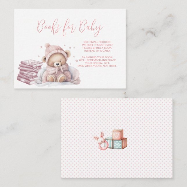 Books For Baby - Teddy Bear With Stack of Books  Enclosure Card (Front/Back)