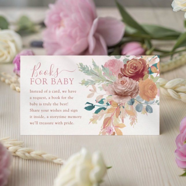 Books for Baby Terracotta & Blush Floral Enclosure Card (Creator Uploaded)
