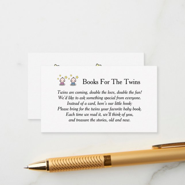 Books For Baby Twins, Book Request, Mixed Twins, Enclosure Card (Front/Back In Situ)