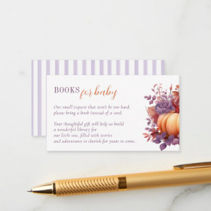 Books for Baby Watercolor Pumpkin Baby Shower Enclosure Card