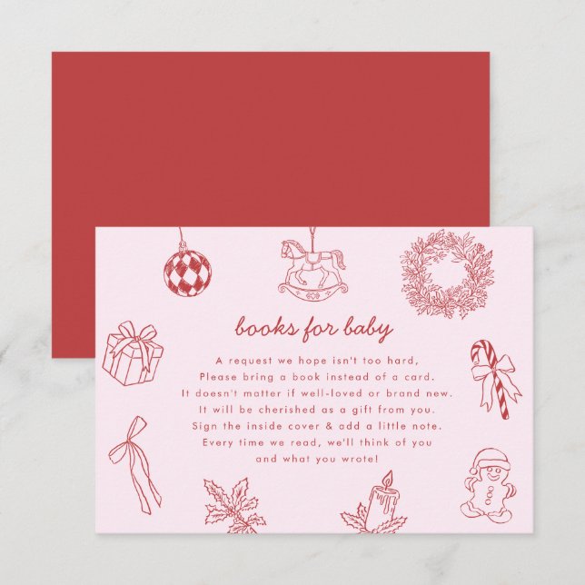 Books for baby whimsical christmas winter girl enclosure card (Front/Back)