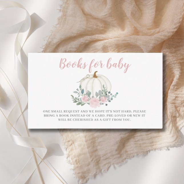Books For Baby White Little Pumpkin Baby Shower Enclosure Card (Creator Uploaded)