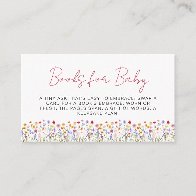 Books for Baby Wildflower Baby Shower Garden Enclosure Card (Front)