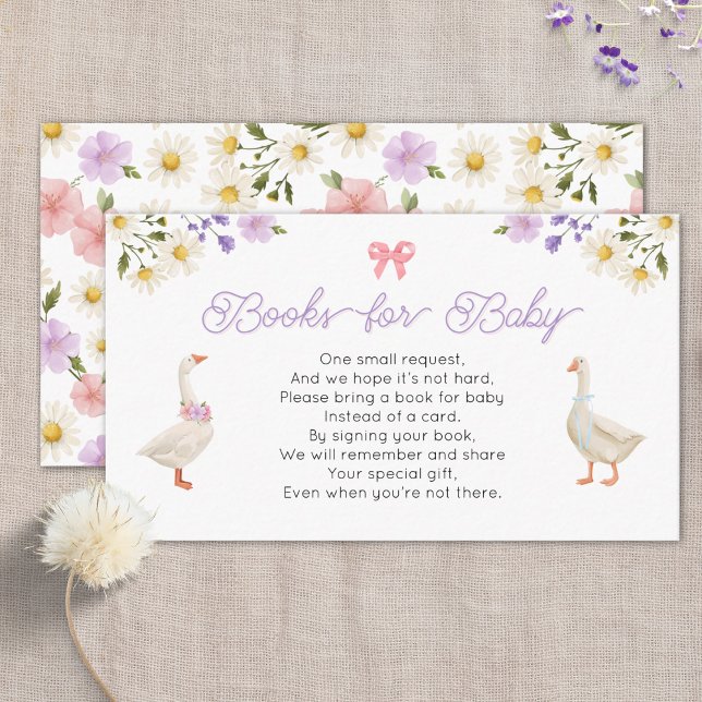 Books For Baby Wildflower Geese Baby Shower Enclosure Card (Creator Uploaded)