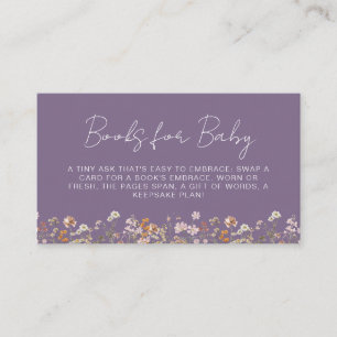 Books for Baby Wildflower Purple Baby Shower Enclosure Card