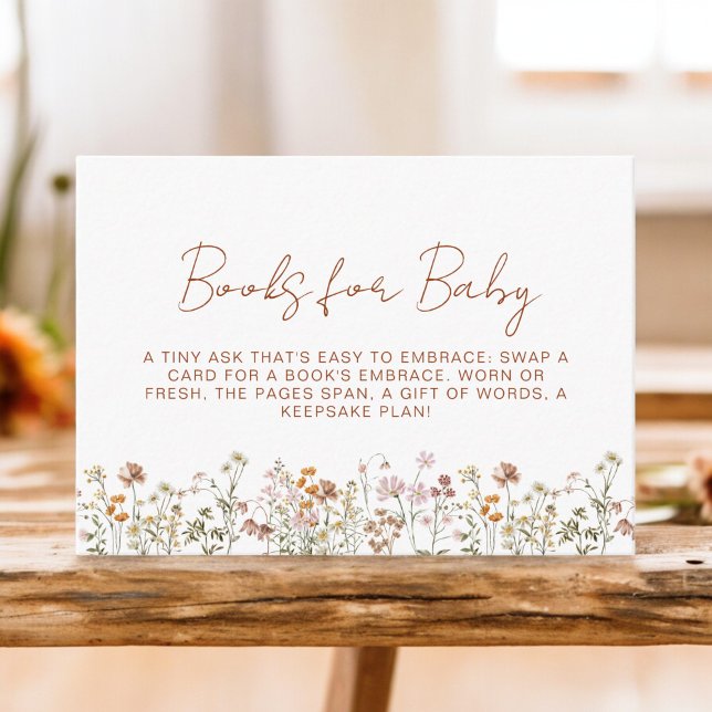 Books for Baby Wildflower Terracotta Baby Shower Enclosure Card (Creator Uploaded)