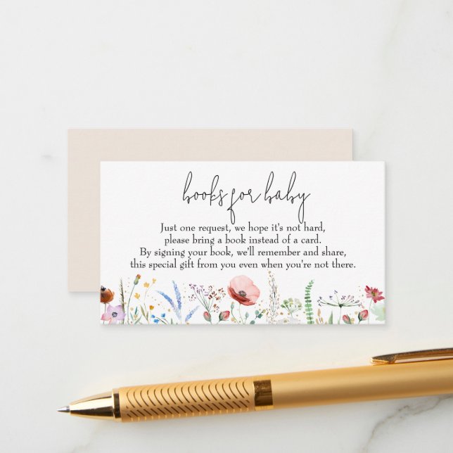 Books for Baby Wildflowers Baby Shower Enclosure Card (Front/Back In Situ)