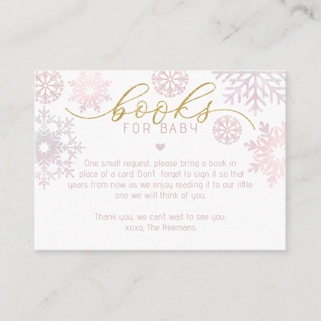 Books for Baby Winter Shower Insert | Snowflake (Front)