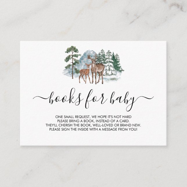 Books For Baby Winter Wonderland Baby Shower Deer  Enclosure Card (Front)