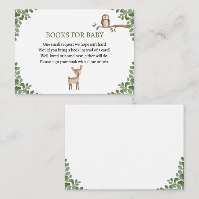 Books for Baby Woodland Animals Theme Enclosure Card (Front/Back)