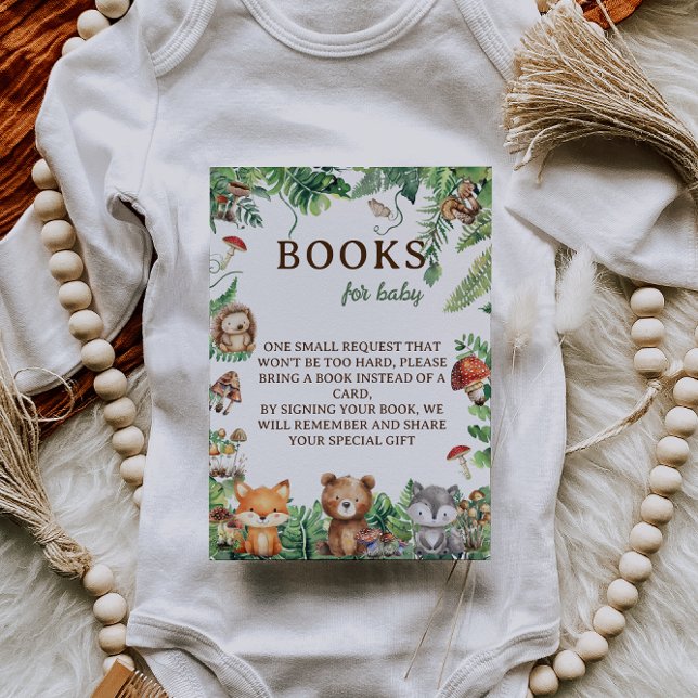 Books for Baby Woodland Botanical Baby shower Enclosure Card (Creator Uploaded)