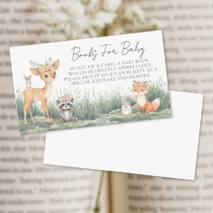 Books For Baby Woodland Forest Animals Baby Shower Enclosure Card