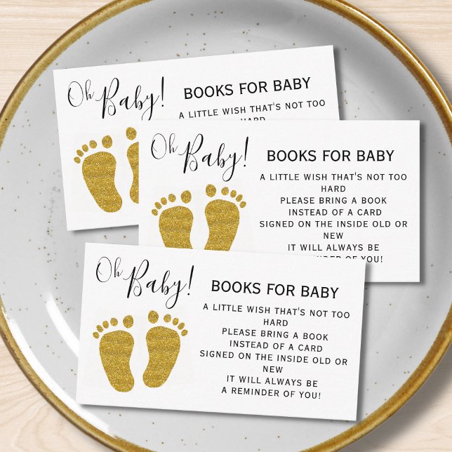 Books For Baby Yellow Feet Baby Shower Enclosure Card (Creator Uploaded)