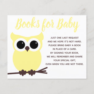 Books for Baby Yellow Owl Baby Shower Insert