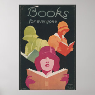 Books For Everyone 1920s Vintage Poster