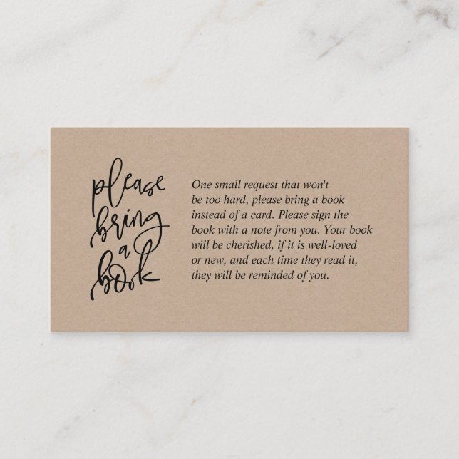 Books for the baby, Creative rustic kraft Script Enclosure Card (Front)