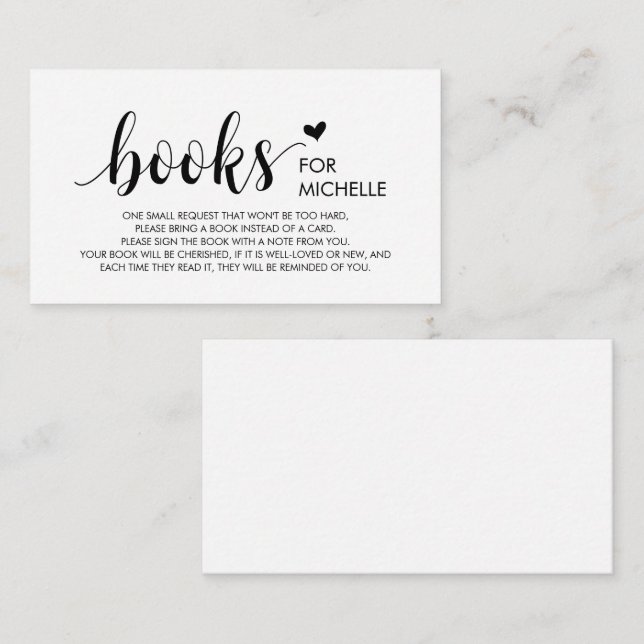 Books for the baby, Modern Cute Black Script Enclo Enclosure Card (Front/Back)