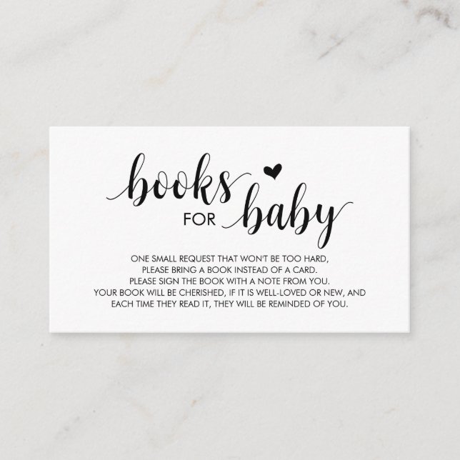 Books for the baby, Modern Cute Black Script Enclosure Card (Front)