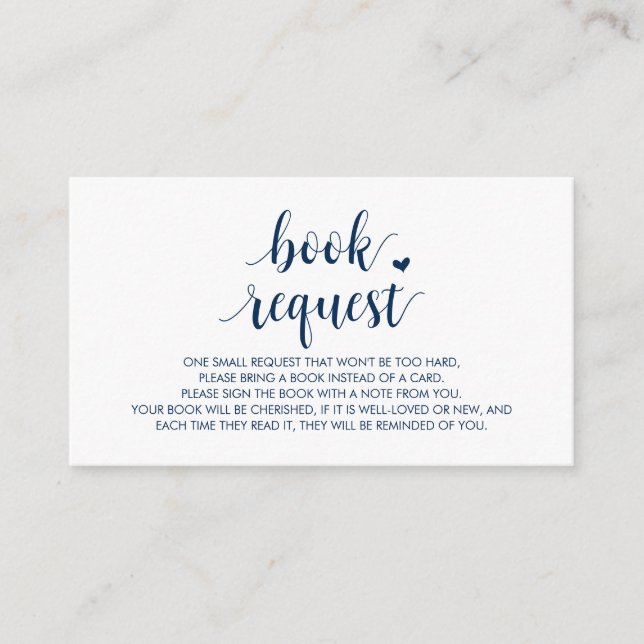 Books for the baby, Modern Cute Navy Blue Script Enclosure Card (Front)