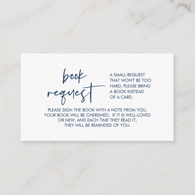 Books for the baby, Modern Minimal Navy Blue Enclosure Card (Front)