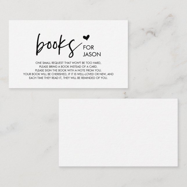 Books for the baby, Modern Minimalism Black font Enclosure Card (Front/Back)