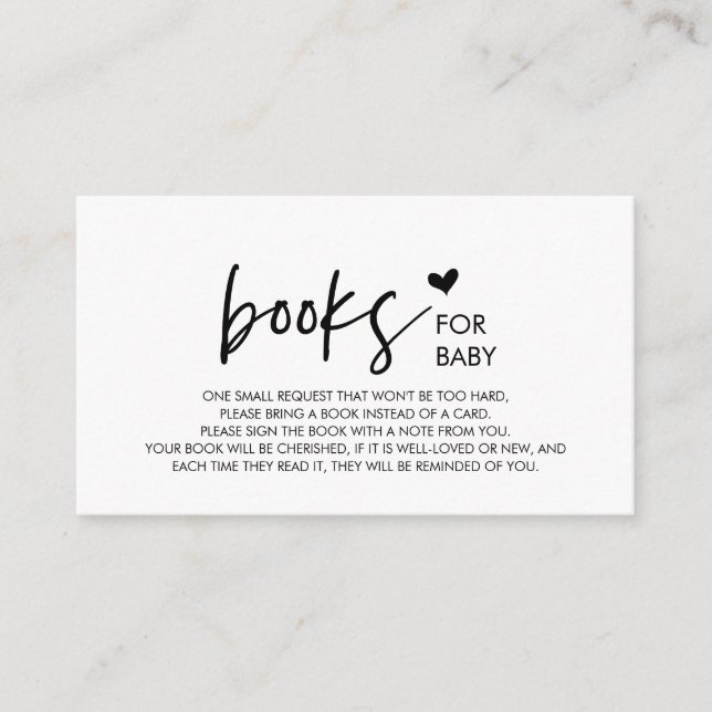 Books for the baby, Modern Minimalism Black font Enclosure Card (Front)
