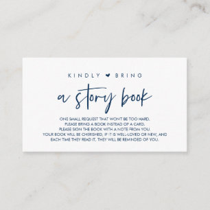 Books for the baby, Please bring a book Navy Blue Enclosure Card
