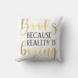 Books Funny Black Gold Script Book Lover Cushion