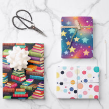 Books Galaxy Stars Colourful Polka Dot School Them