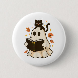 Books Ghost Reading Book Halloween Library Black C 6 Cm Round Badge