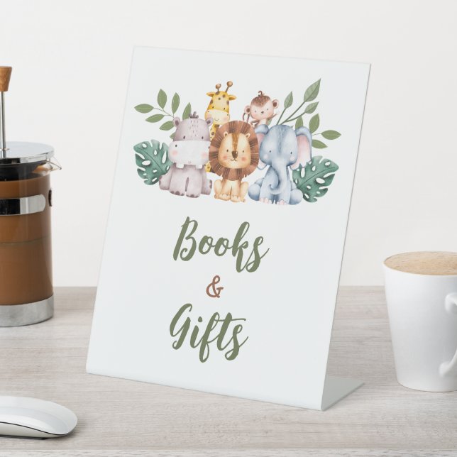 Books Gifts Sign Jungle Safari Boy Baby Shower (In SItu)