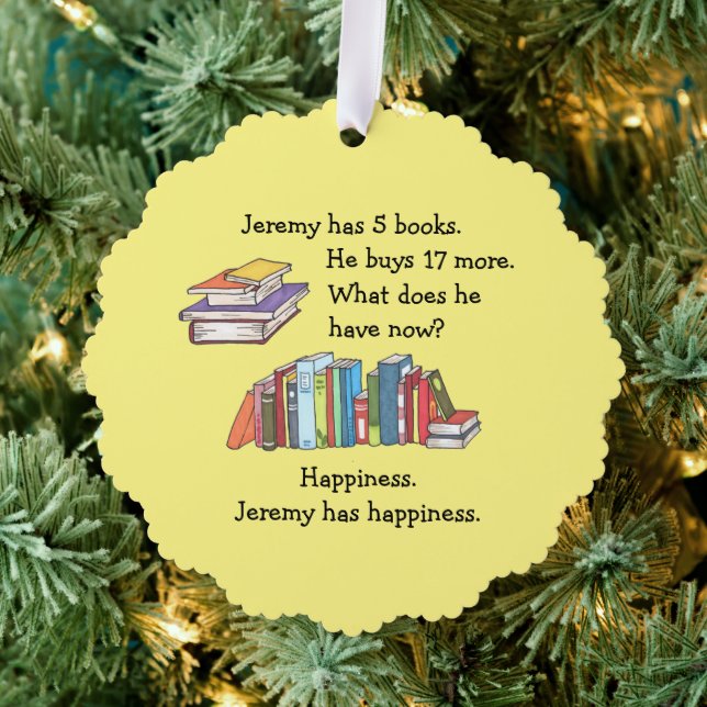 Books = Happiness, Love to Read Tree Decoration Card (Insitu (Tree))