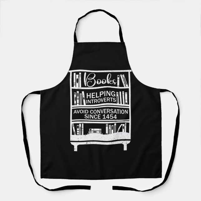 Books Helping Introverts Avoid Conversation Book L Apron (Front)