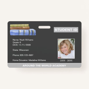 Books Homeschool Student ID Badge