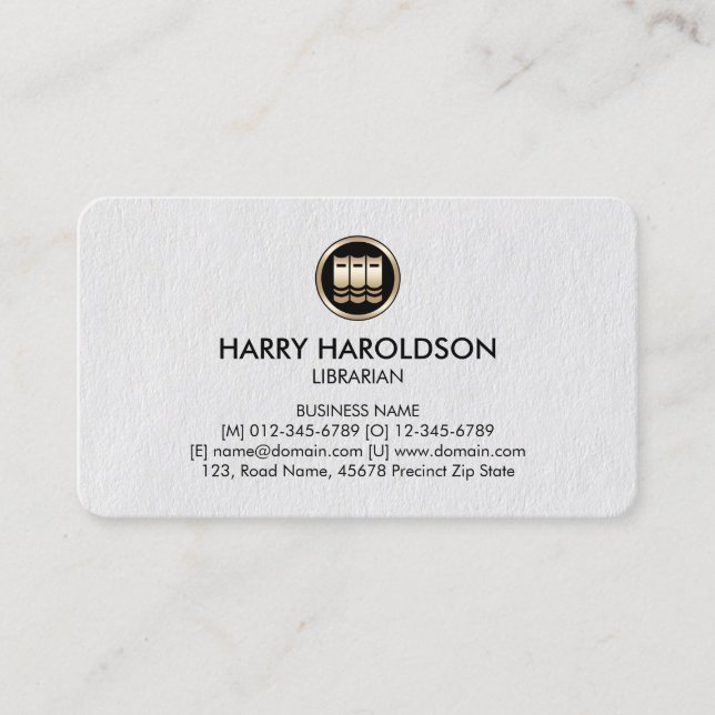 Books Icon Librarian Premium Business Card (Front)