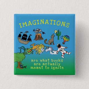 Books Ignite Imaginations Anti Book Burning 15 Cm Square Badge